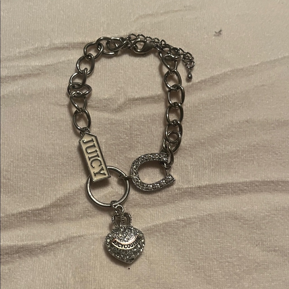 Juicy Couture Silver Heart Charm Bracelet